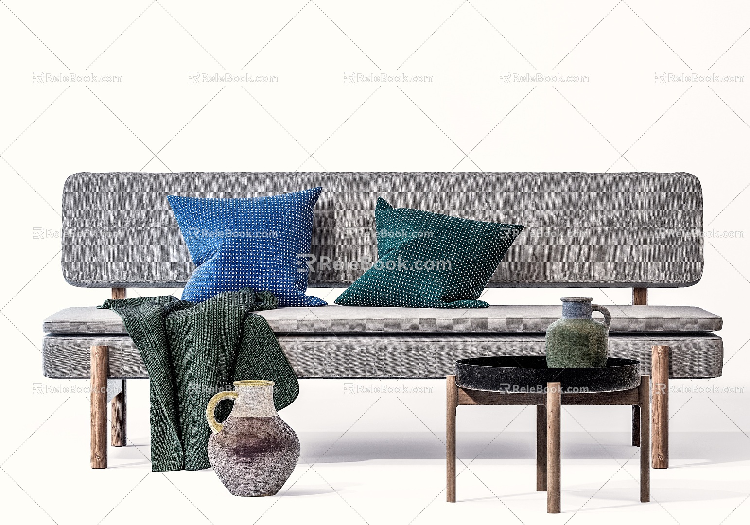 Nordic Double Sofa Double Sofa Combination 3d model