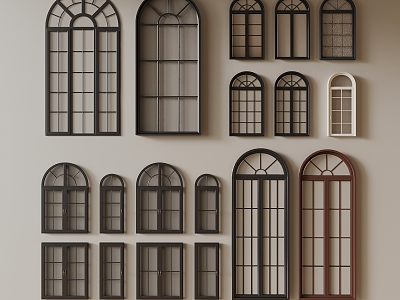 French arched windows 3d model