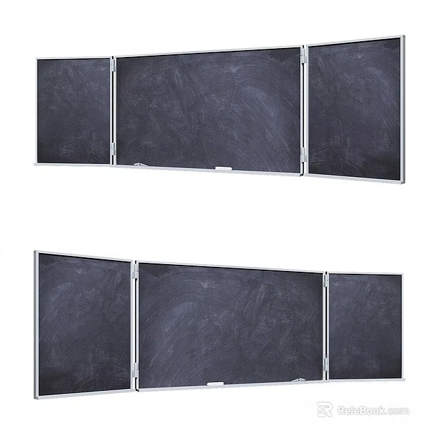 Foldable Chalkboard Wall Hanging With Multiple Panels Metal Frame For Home Office Decor 3d model 