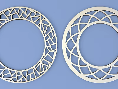 Circular Decorative Lattice Windows with Intricate Geometric Patterns and Artistic Design 3d model