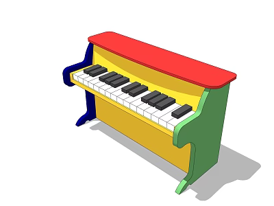 Colorful Kids Toy Piano Musical Instrument With Painted Vibrant Design And Black White Keys 3d model