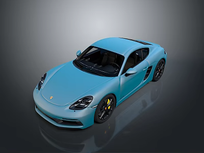 Blue Sports Car With Sleek Design Black Wheels Yellow Brake Calipers On Gray Background 3d model