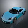 Blue Sports Car With Sleek Design Black Wheels Yellow Brake Calipers On Gray Background