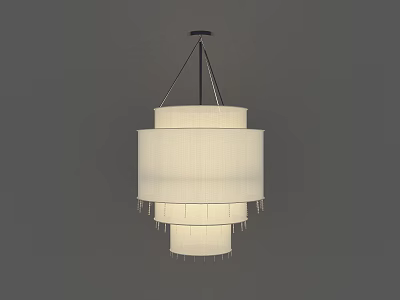 Elegant Multi Tiered Chandelier With White Fabric Shades And Modern Design 3d model