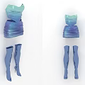 Stylish Gradient Strapless Dress With Thigh High Boots Fashion Outfit