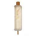 Elegant Modern Rectangular Wall Lamps With Ivory Marble Finish And Gold Metal Frames 3d model
