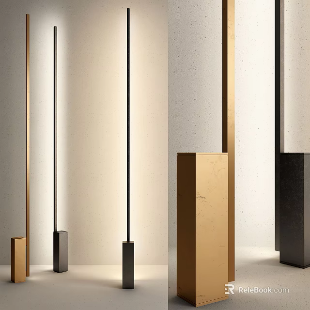 Modern Minimalist Floor Lamps With Gold Black Beige Sleek Tall Stand Design For Interior 3d model 