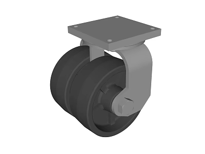 Industrial Heavy Duty Caster Wheel With Square Metal Plate Base And Dual Rubber Wheels 3d model