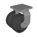Industrial Heavy Duty Caster Wheel With Square Metal Plate Base And Dual Rubber Wheels
