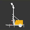 Portable Mobile Lighting Tower With Yellow Base And Four Light Panels 3d model