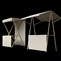 White Foldable Retail Display Stands With Metal Frames And Storage Shelf