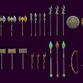 Various Medieval Fantasy Weapons Collection Including Axes Spears Shields Hammers Bows And Arrows