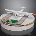 3D Spacecraft Model Display On Platform With Green Brown Cargo Containers 3d model