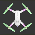 Colorful Quadcopter Drone With Gray Body And Pink Green Propellers Design