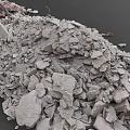 Large Heap of Construction Rubble With Concrete Fragments And Stone Pieces