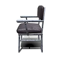 Comfortable Single Chair With Leather Seat And Metal Armrests Frame Design