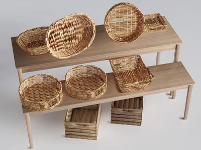 Bamboo Woven Basket Woven Basket Bamboo Basket 3d model