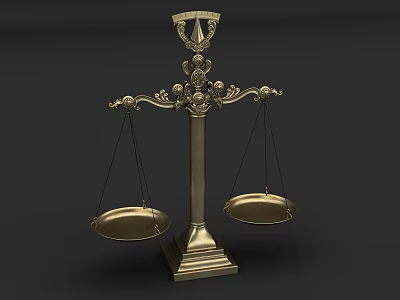 Commercial Golden Balance Scale With Ornate Top Base Decorative Design For Weighing 3d model