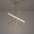 Modern Gold Crossed Pendant Light with LED Tubes and Ceiling Mount Design