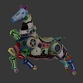 Futuristic Robotic Mechanical Horse With Metal Structure And Gear Components