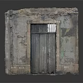 Vintage Old Doorway Structure With Peeling Stone Walls And Weathered Wooden Door