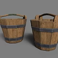 Traditional Wooden Buckets With Metal Hoops As Essential Agricultural Equipment For Farms