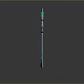 Woman Holding Blue Green Decorative Staff With Spiral Flame And Hook Design