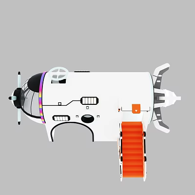 Kids Playground Space Capsule Themed Play Structure With Orange Stairs Steering Wheel And Windows 3d model