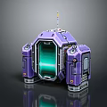 Purple Tech Equipment With Transparent Green Panel Antenna And Mechanical Structure 3d model