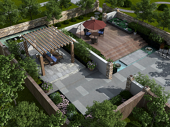 Modern Garden Villa Patio 3d model