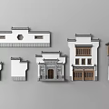 Different Styles Traditional Chinese Garden Ornaments With White Walls Black Tiles And Miniature Buildings