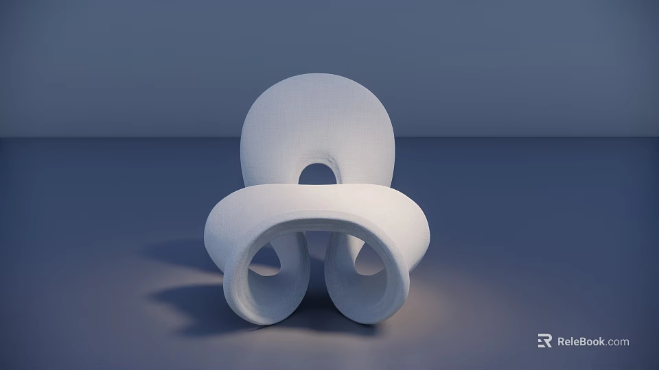 White Single Sofa with Unique Circular Ring Structure in Minimalist Modern Style Against Dark Background 3d model 