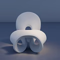 White Single Sofa with Unique Circular Ring Structure in Minimalist Modern Style Against Dark Background