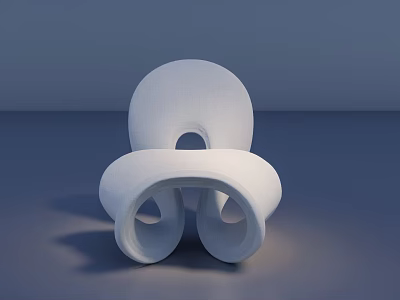 White Single Sofa with Unique Circular Ring Structure in Minimalist Modern Style Against Dark Background 3d model