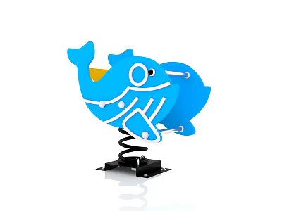 Blue Whale Shaped Building Blocks Kids Spring Rocking Toy With Stable Base 3d model