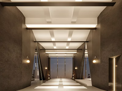 Modern Fitness Space Interior With Sleek Lighting And Structural Design 3d model