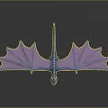 Blue Dragon Fantasy Creature 3D Model With Purple Wings And White Details