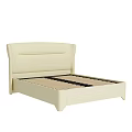 Modern Simple Beige Leather Double Bed With Upholstered Headboard And Platform Frame 3d model