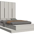Modern Bedroom Design With White Wardrobe Gray Mattress And Orange Blanket