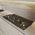 Modern Kitchen Interior With Stylish Cabinets Lighting Marble Countertop And Functional Drawers 3d model