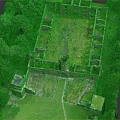 Ancient Castle Ruins Aerial View With Stone Walls And Surrounding Trees