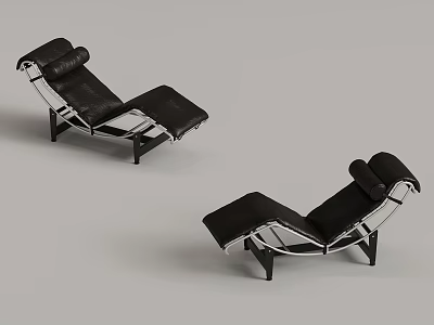 Pair of Modern Black Lounge Chairs With Metal Frame And Comfortable Design 3d model