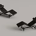 Pair of Modern Black Lounge Chairs With Metal Frame And Comfortable Design