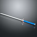 Traditional Decorative Sword Featuring Blue Hilt And Shiny Silver Sharp Blade Design 3d model