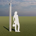 Tall Columnar Outdoor Light Glowing At Base In Open Ground Under Cloudy Night Sky