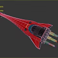 Red 3D Rocket Model With Blue Cockpit Multiple Engines And Sleek Design 3d model