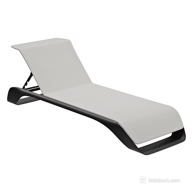 Modern Outdoor Lounge Chair With White Fabric Seat And Black Frame 3d model 