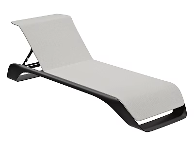 Modern Outdoor Lounge Chair With White Fabric Seat And Black Frame 3d model