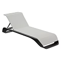 Modern Outdoor Lounge Chair With White Fabric Seat And Black Frame