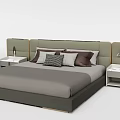 Modern Double Bed With Upholstered Headboard Bedside Tables And Decorative Pillows 3d model